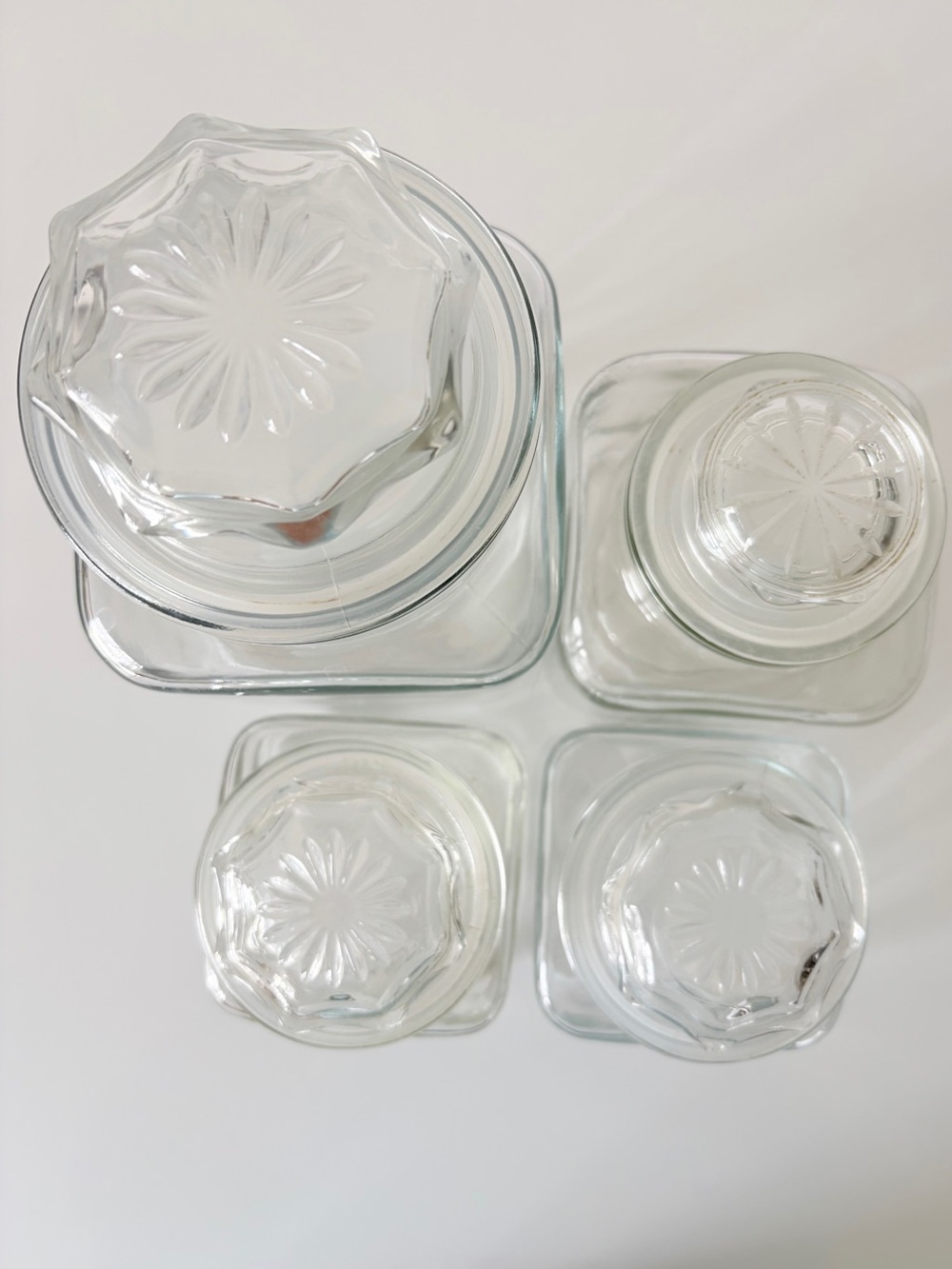 4 Vintage Anchor Hocking Canister Apothecary Jars with Lids Square Starburst - Picture 3 of 14